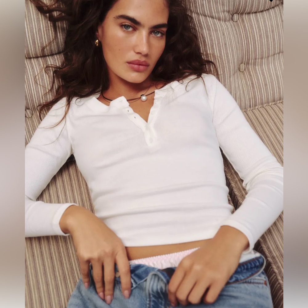 Reformation Jayden Long Sleeve Henley Tee